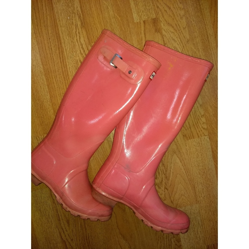 Hunter Tall High Gloss Fuschia Pink Rain Boots